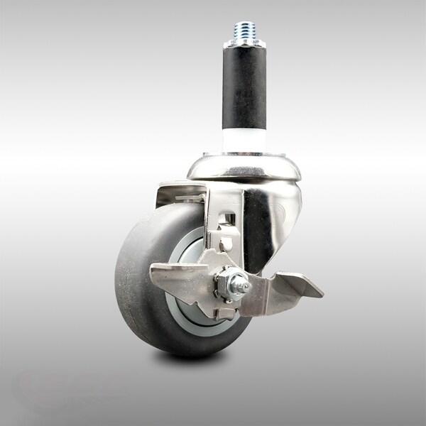 Service Caster 3.5 Inch 316SS Thermoplastic Rubber Swivel 1 Inch Stem Caster Brake SCC SCC-SS316EX20S3514-TPRB-TLB-1 - main
